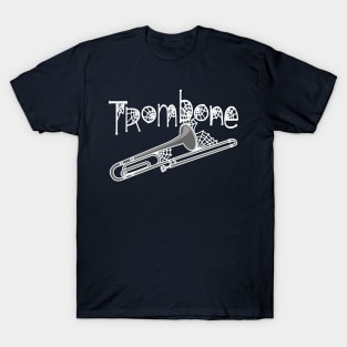 Trombone Halloween Cobwebs White Text T-Shirt